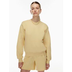 Aritzia TNA Cozy Fleece Perfect Crew Sweatshirt Yellow Solid Pullover Women's S